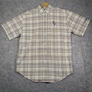 Walt Disney World Mens Plaid Shirt‎ Button-Down Size M Mickey Mouse Embroidery